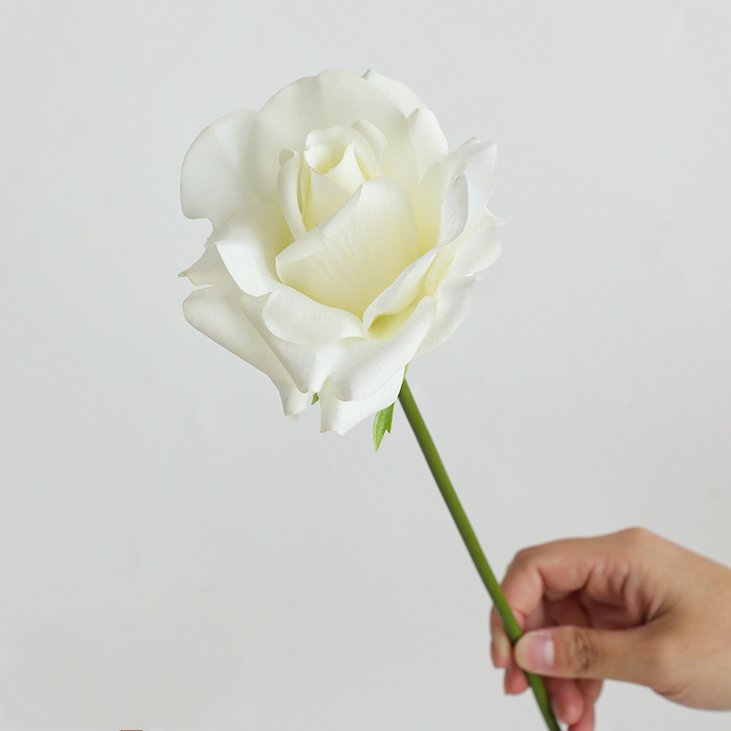 Real Touch Single Rose Stem – 14" Lifelike Faux Flower with 5" Full Bloom, Luxury Artificial Rose for Wedding Bouquets, Vases, Centerpieces & DIY Floral Arrangements