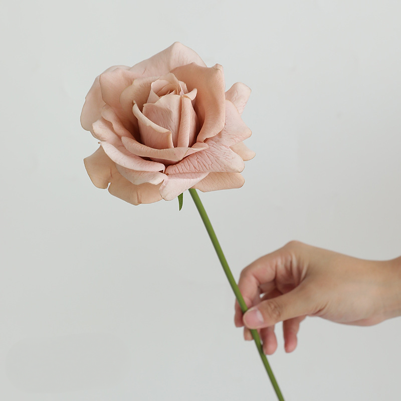 Real Touch Single Rose Stem – 14" Lifelike Faux Flower with 5" Full Bloom, Luxury Artificial Rose for Wedding Bouquets, Vases, Centerpieces & DIY Floral Arrangements