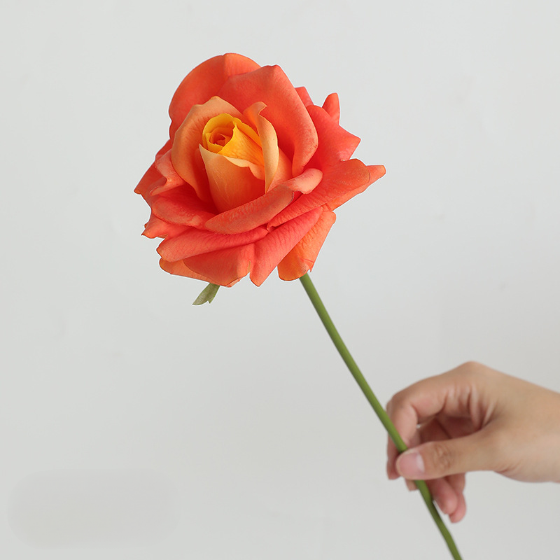 Real Touch Single Rose Stem – 14" Lifelike Faux Flower with 5" Full Bloom, Luxury Artificial Rose for Wedding Bouquets, Vases, Centerpieces & DIY Floral Arrangements