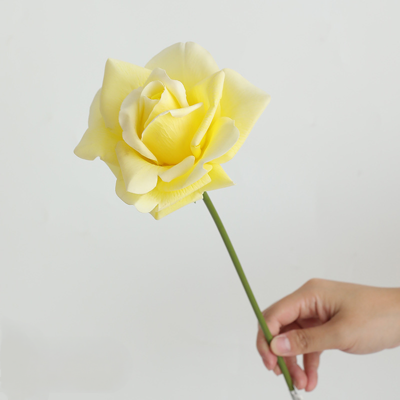 Real Touch Single Rose Stem – 14" Lifelike Faux Flower with 5" Full Bloom, Luxury Artificial Rose for Wedding Bouquets, Vases, Centerpieces & DIY Floral Arrangements
