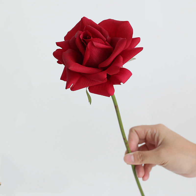 Real Touch Single Rose Stem – 14" Lifelike Faux Flower with 5" Full Bloom, Luxury Artificial Rose for Wedding Bouquets, Vases, Centerpieces & DIY Floral Arrangements
