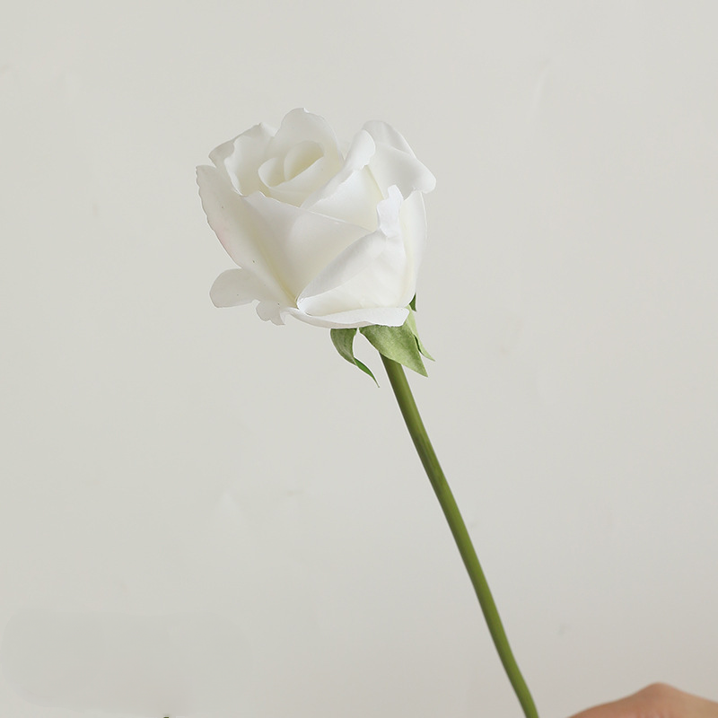 Real Touch Single Rose Stem – 14" Lifelike Faux Flower with 5" Full Bloom, Luxury Artificial Rose for Wedding Bouquets, Vases, Centerpieces & DIY Floral Arrangements