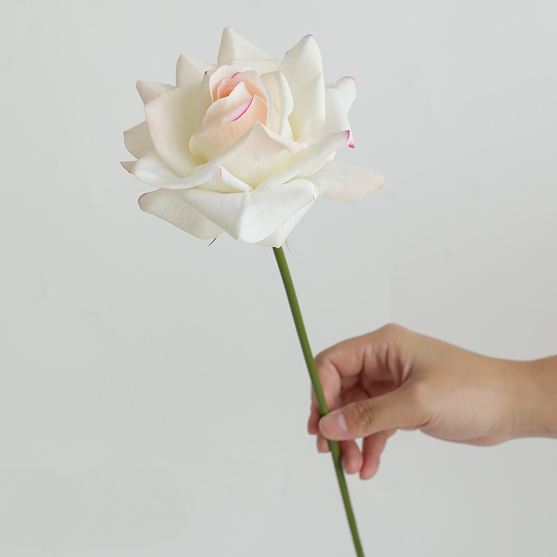 Real Touch Single Rose Stem – 14" Lifelike Faux Flower with 5" Full Bloom, Luxury Artificial Rose for Wedding Bouquets, Vases, Centerpieces & DIY Floral Arrangements