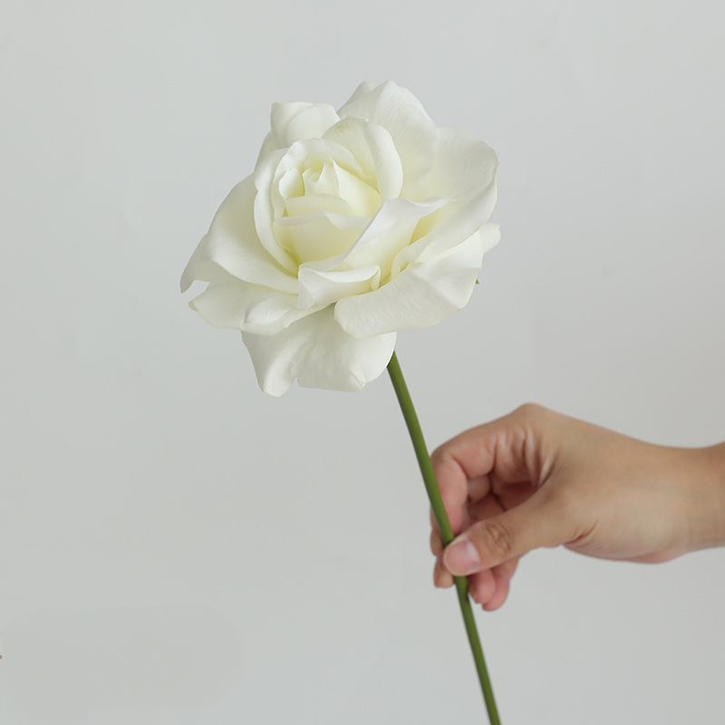 Real Touch Single Rose Stem – 14" Lifelike Faux Flower with 5" Full Bloom, Luxury Artificial Rose for Wedding Bouquets, Vases, Centerpieces & DIY Floral Arrangements