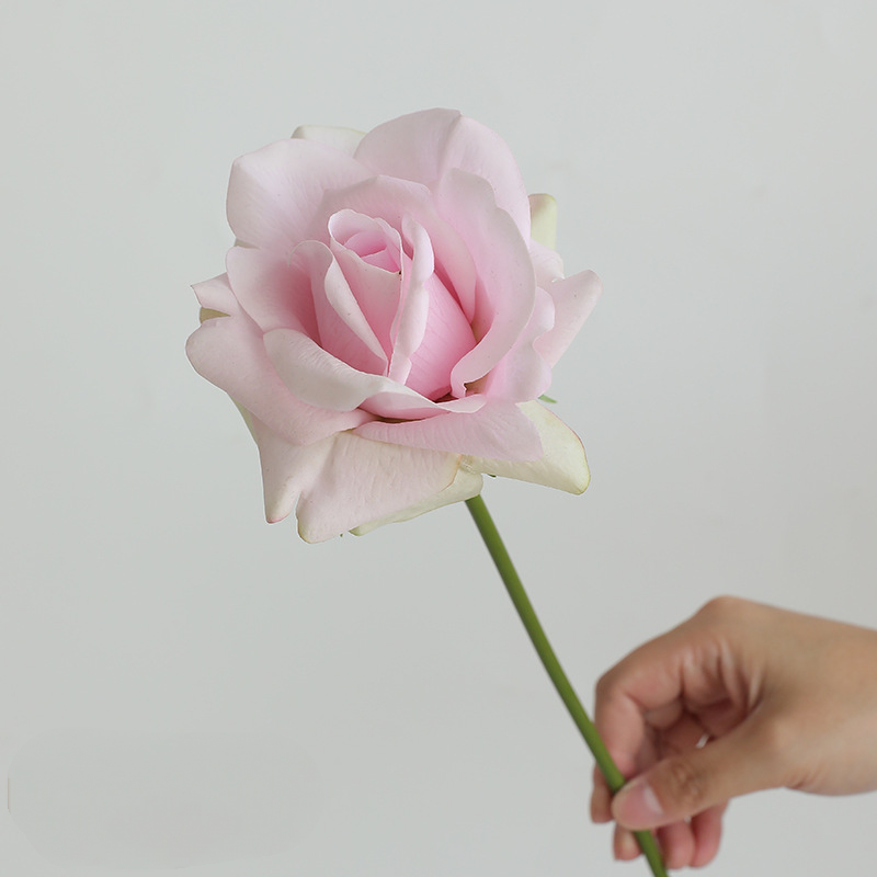 Real Touch Single Rose Stem – 14" Lifelike Faux Flower with 5" Full Bloom, Luxury Artificial Rose for Wedding Bouquets, Vases, Centerpieces & DIY Floral Arrangements