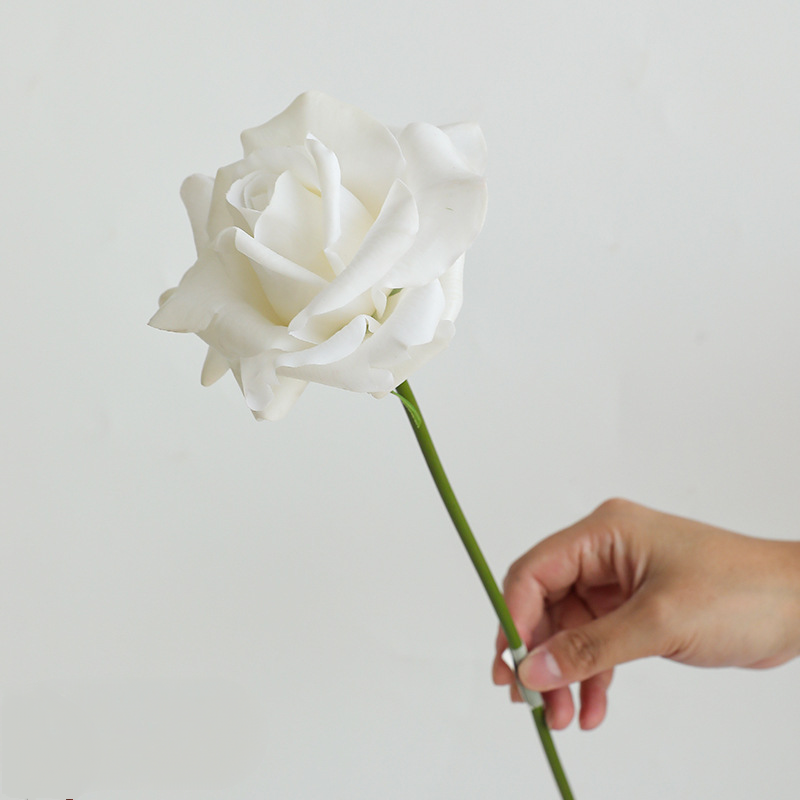Real Touch Single Rose Stem – 14" Lifelike Faux Flower with 5" Full Bloom, Luxury Artificial Rose for Wedding Bouquets, Vases, Centerpieces & DIY Floral Arrangements