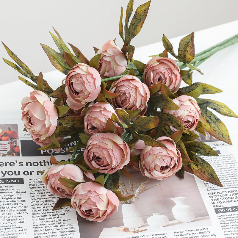 18" Dusty Rose Peony Stem | Lifelike Silk Faux Flowers for Weddings, Home Decor & Autumn Arrangements