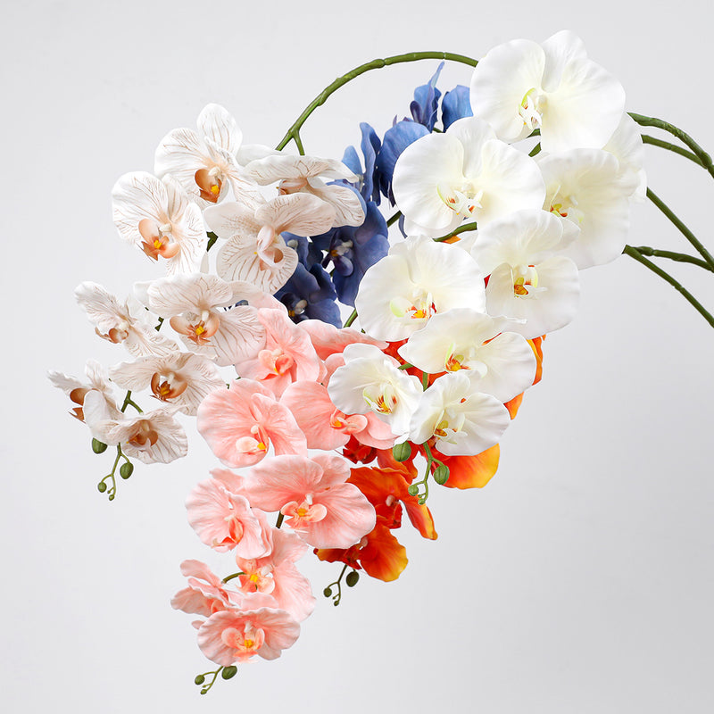 Set of 2, 40" Tall Faux Phalaenopsis Orchid Stems, Lifelike Large Artificial Flowers with 9 Blooms for Vase, Home Decor, Wedding Centerpieces & DIY Floral Arrangements