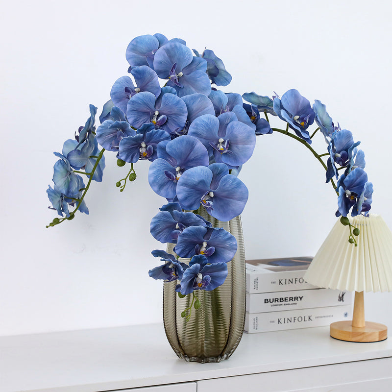 Set of 2, 40" Tall Faux Phalaenopsis Orchid Stems, Lifelike Large Artificial Flowers with 9 Blooms for Vase, Home Decor, Wedding Centerpieces & DIY Floral Arrangements