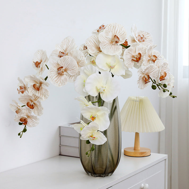 Set of 2, 40" Tall Faux Phalaenopsis Orchid Stems, Lifelike Large Artificial Flowers with 9 Blooms for Vase, Home Decor, Wedding Centerpieces & DIY Floral Arrangements
