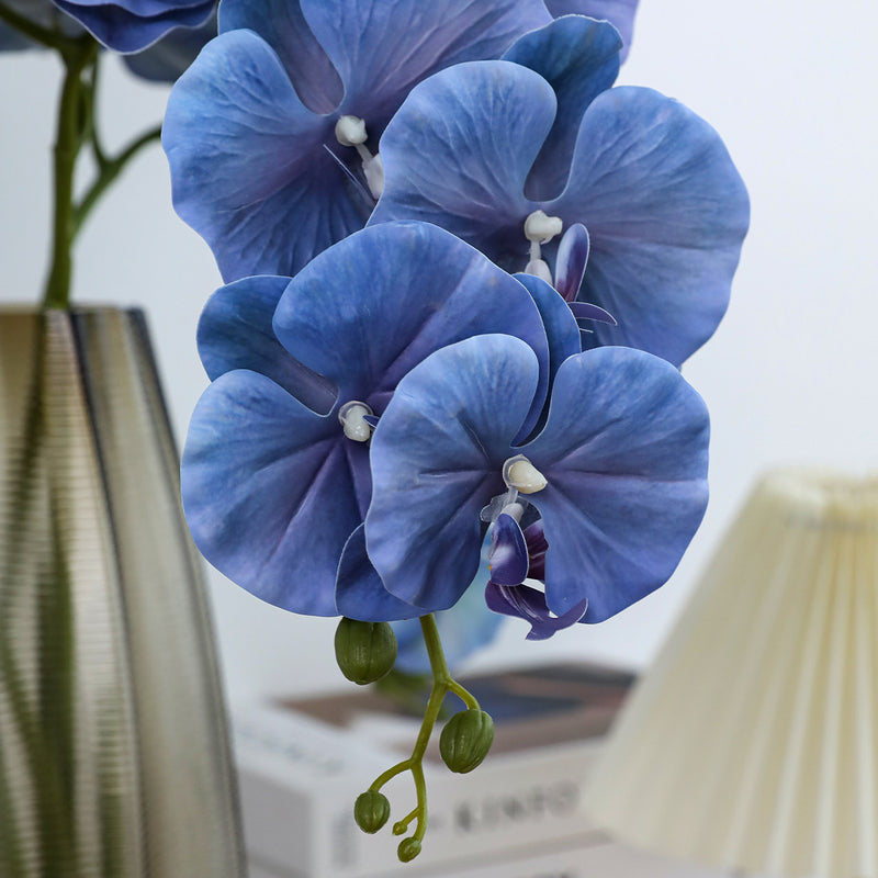 Set of 2, 40" Tall Faux Phalaenopsis Orchid Stems, Lifelike Large Artificial Flowers with 9 Blooms for Vase, Home Decor, Wedding Centerpieces & DIY Floral Arrangements