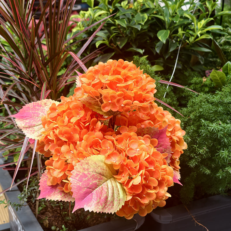 Bulk 22" Real Touch Hydrangea Bush, Burnt Orange Artificial Flowers UV Resistant for Outdoors