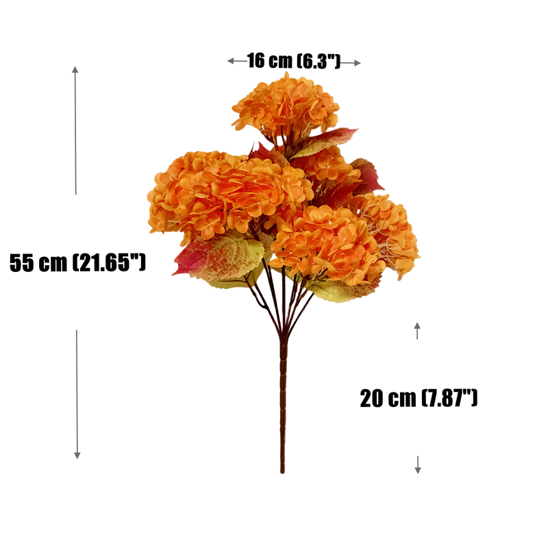 Bulk 22" Real Touch Hydrangea Bush, Burnt Orange Artificial Flowers UV Resistant for Outdoors