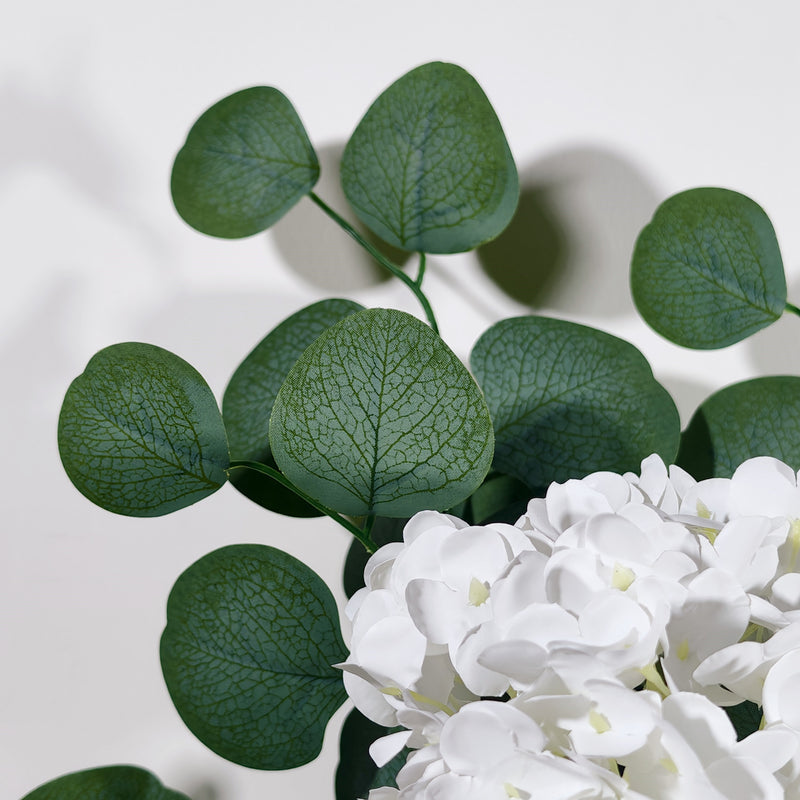 Bulk 26" Real Touch White Hydrangea & Eucalyptus Bouquet, Lifelike Artificial Flowers for Wedding Centerpiece, Vase Filler, Home Decor, DIY Floral Projects, Bulk Available