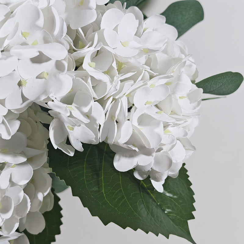 Bulk 26" Real Touch White Hydrangea & Eucalyptus Bouquet, Lifelike Artificial Flowers for Wedding Centerpiece, Vase Filler, Home Decor, DIY Floral Projects, Bulk Available
