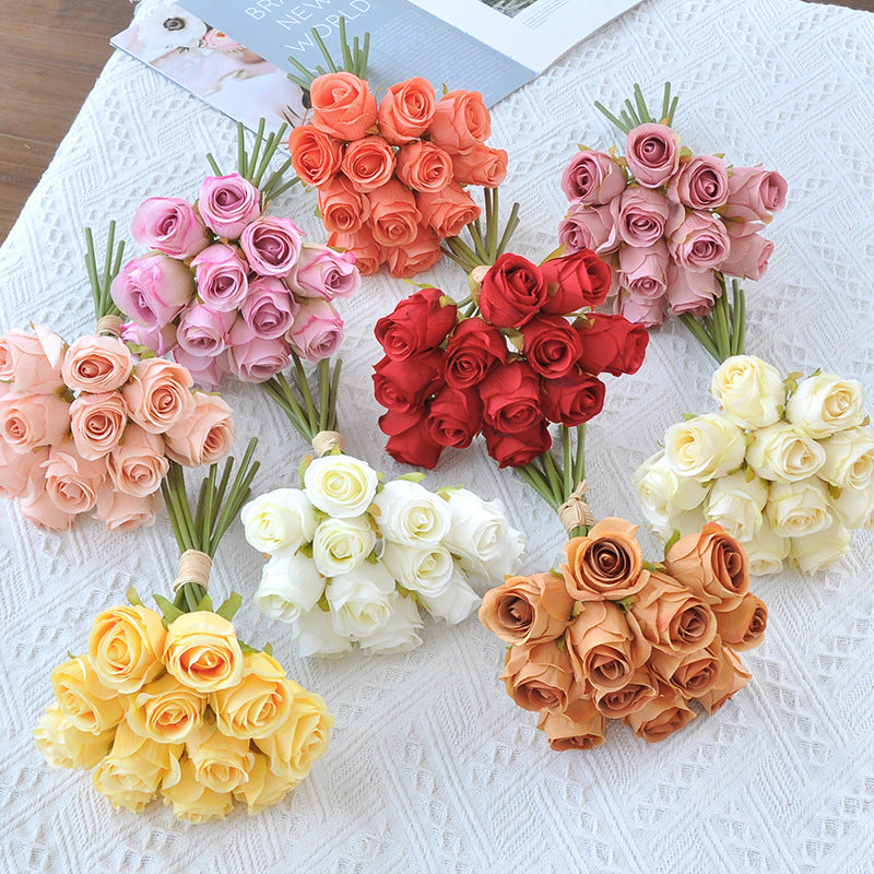 Bulk 9.5" Faux Rose Bouquet Silk Flowers, Elegant Home Decor, Perfect for Weddings, Events, and Seasonal Arrangements