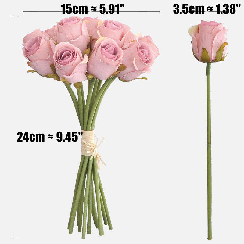 Bulk 9.5" Faux Rose Bouquet Silk Flowers, Elegant Home Decor, Perfect for Weddings, Events, and Seasonal Arrangements