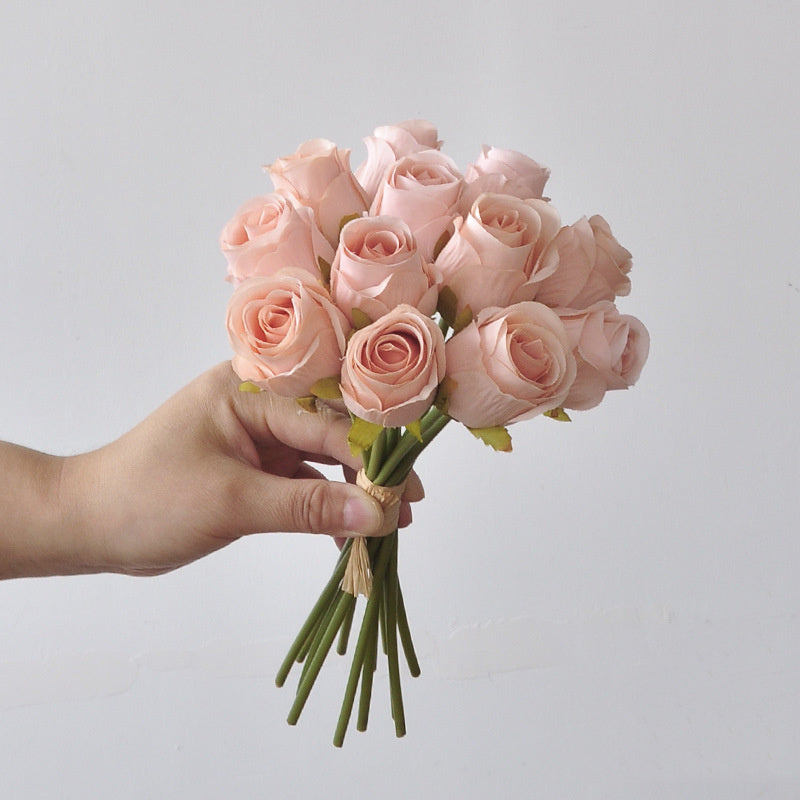 Bulk 9.5" Faux Rose Bouquet Silk Flowers, Elegant Home Decor, Perfect for Weddings, Events, and Seasonal Arrangements