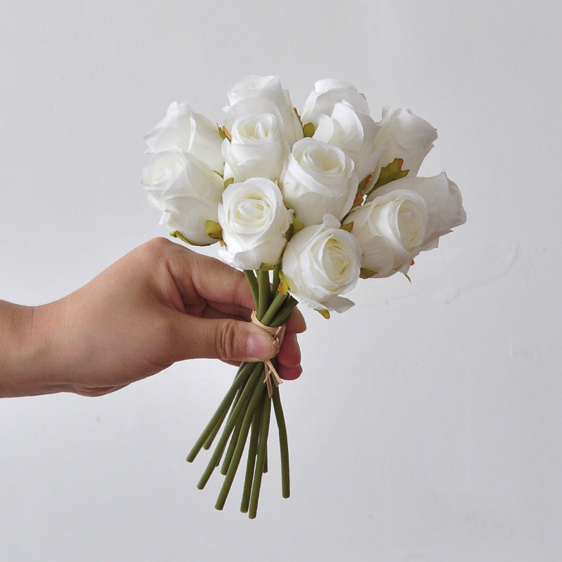 Bulk 9.5" Faux Rose Bouquet Silk Flowers, Elegant Home Decor, Perfect for Weddings, Events, and Seasonal Arrangements