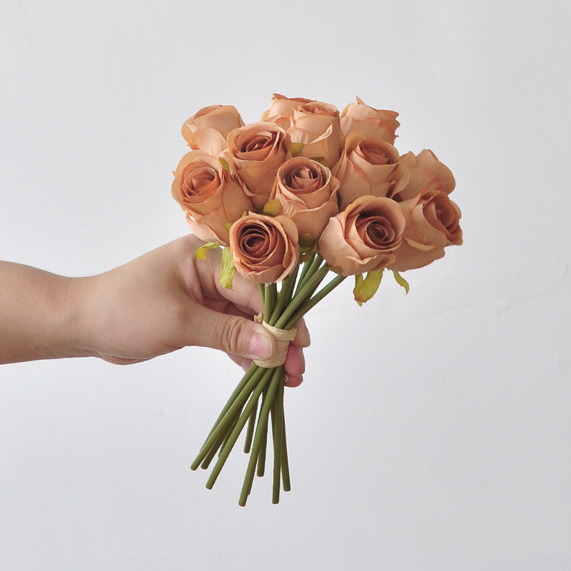 Bulk 9.5" Faux Rose Bouquet Silk Flowers, Elegant Home Decor, Perfect for Weddings, Events, and Seasonal Arrangements