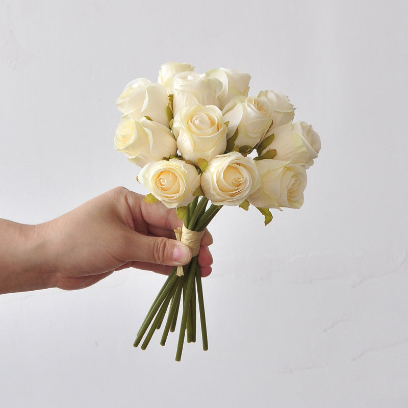 Bulk 9.5" Faux Rose Bouquet Silk Flowers, Elegant Home Decor, Perfect for Weddings, Events, and Seasonal Arrangements