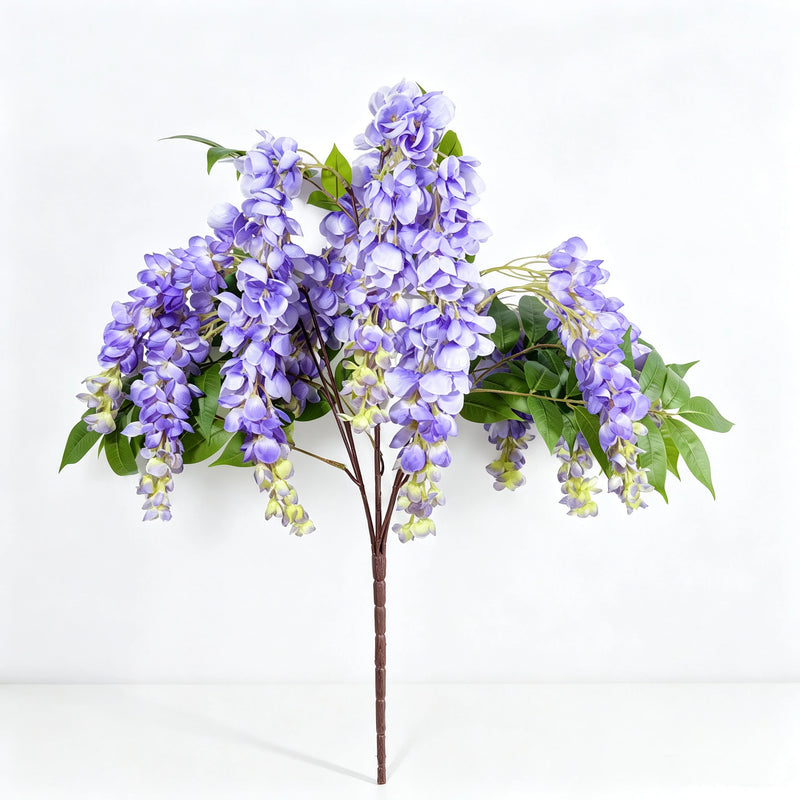 Bulk 22" Realistic Silk Wisteria Bouquet, Trailing Faux Flowers for Romantic Wedding Arch, Porch & Home Decor, Vase Filler