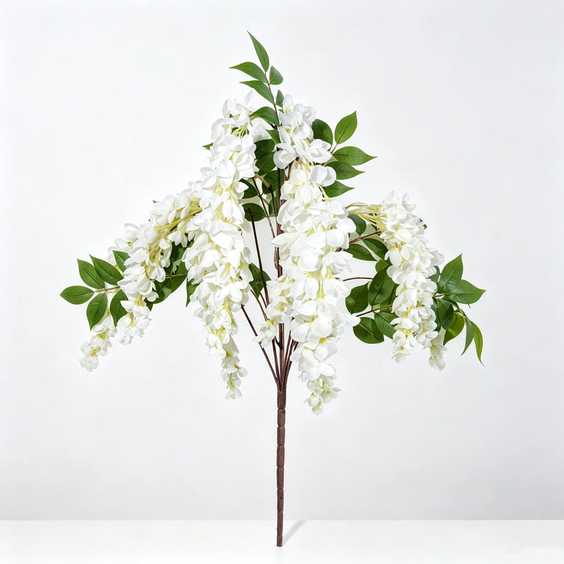 Bulk 22" Realistic Silk Wisteria Bouquet, Trailing Faux Flowers for Romantic Wedding Arch, Porch & Home Decor, Vase Filler