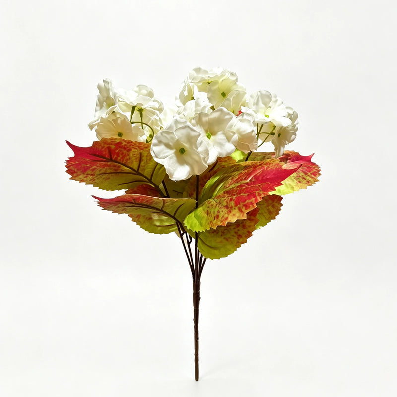 15" Autumn White Hydrangea Bouquet, Realistic Faux Flowers, Lifelike Bush for Wedding Centerpieces, Home Decor Vase & DIY Floral Arrangements