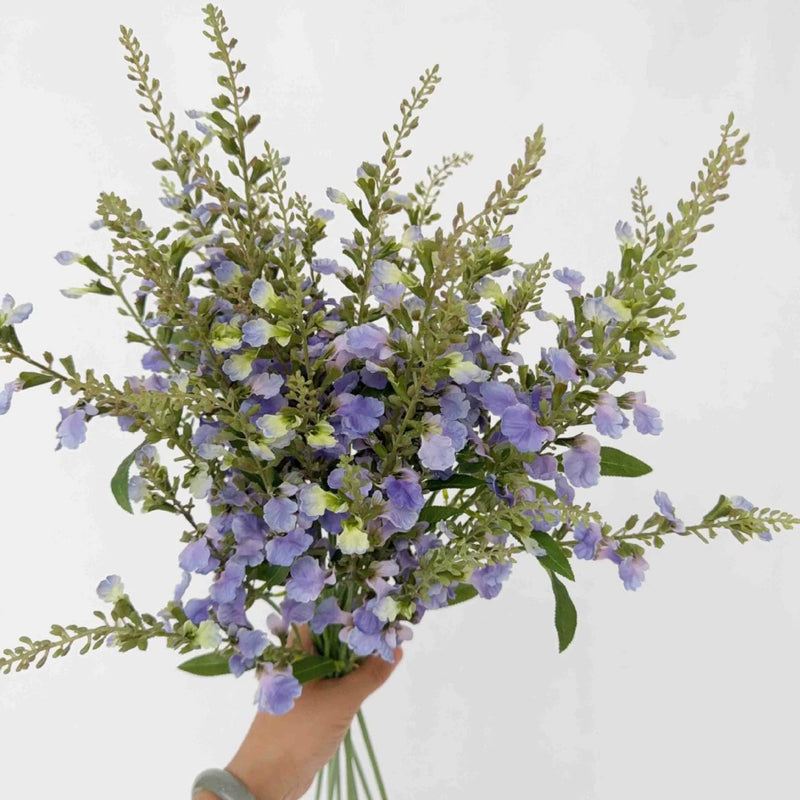 26" Faux Salvia Stem, Tall Lifelike Meadow Sage Wildflower, Realistic Artificial Flower for Vase Filler, Farmhouse Home Decor, DIY Wedding Arrangements (White, Blue, Magenta)