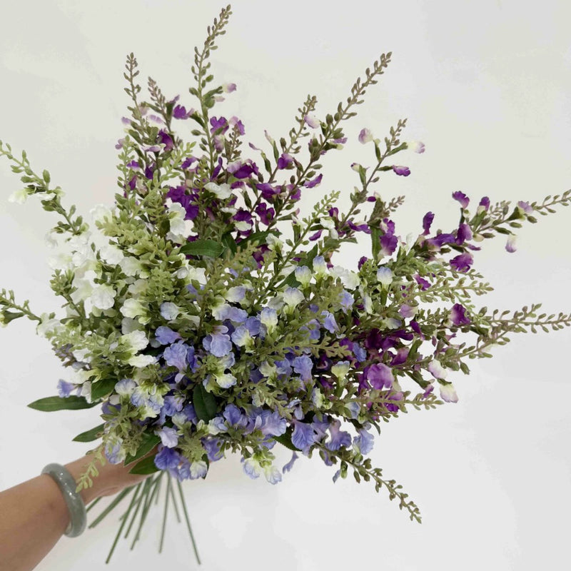 26" Faux Salvia Stem, Tall Lifelike Meadow Sage Wildflower, Realistic Artificial Flower for Vase Filler, Farmhouse Home Decor, DIY Wedding Arrangements (White, Blue, Magenta)