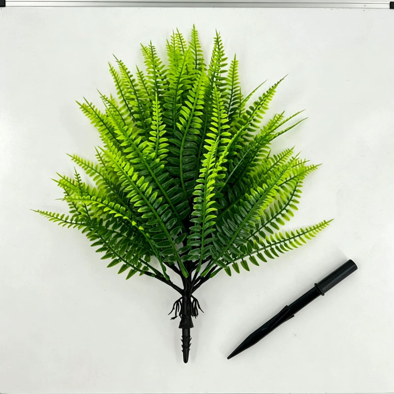 Lifelike Artificial Boston Fern Bush, 17" Tall Faux Greenery Pick, Realistic Weather-Resistant Stems for Indoor & Outdoor Planters, Vase Filler, Home Decor, DIY Weddings
