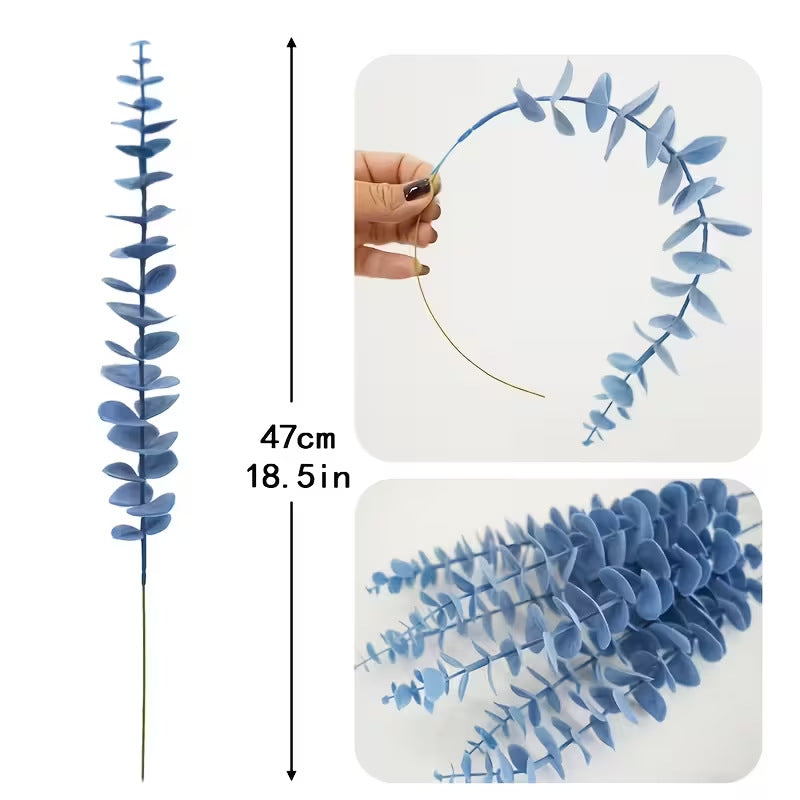 20 Pcs Bulk Faux Eucalyptus Stems, 19" Tall Realistic Artificial Greenery, Lifelike Leaves for Wedding Bouquets, Vase Filler & Modern Home Decor