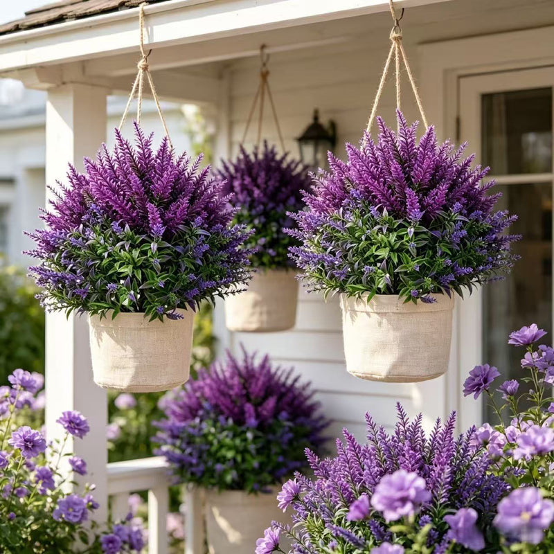 Set of 2, 20" Tall Artificial Lavender Stems, Realistic Faux Lavender Sprays for Vase, Wedding Bouquet, Farmhouse Home Decor, Outdoor Arrangement