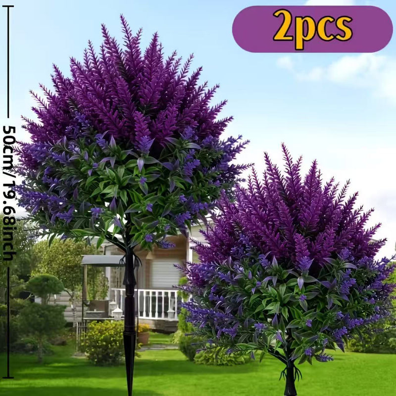 Set of 2, 20" Tall Artificial Lavender Stems, Realistic Faux Lavender Sprays for Vase, Wedding Bouquet, Farmhouse Home Decor, Outdoor Arrangement
