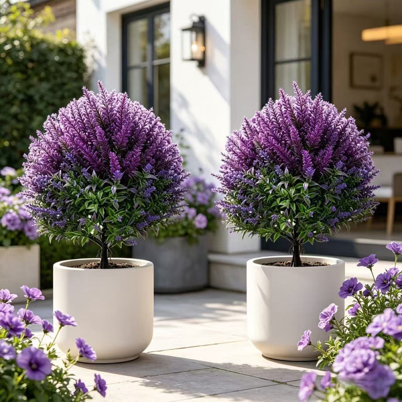 Set of 2, 20" Tall Artificial Lavender Stems, Realistic Faux Lavender Sprays for Vase, Wedding Bouquet, Farmhouse Home Decor, Outdoor Arrangement