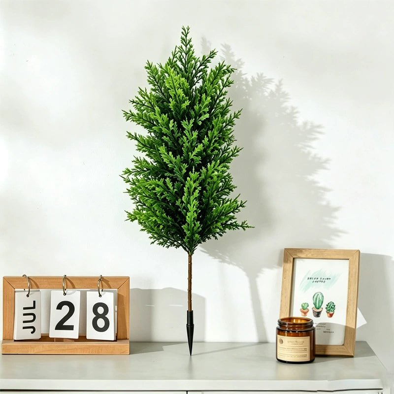 28" Faux Cypress Tree, Lifelike Potted Juniper Plant, Tall Artificial Evergreen for Modern Home Decor, Office, Patio & Wedding, Year-Round Greenery