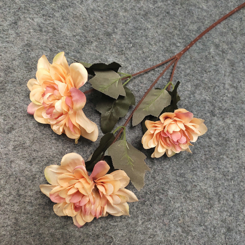 Bulk 22" Silk Dahlia Daisy Stem – 3 Realistic Blooms for Vases, Weddings & Home Decor