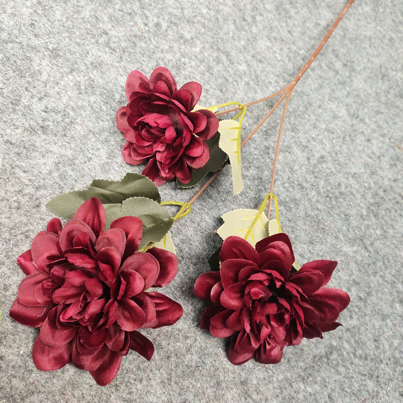 Bulk 22" Silk Dahlia Daisy Stem – 3 Realistic Blooms for Vases, Weddings & Home Decor