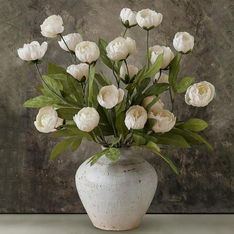 Bulk 6 Pcs 27" Tall Artificial Peony Stems, Realistic Silk Flowers with Long Stems for Vase, DIY Wedding Bouquets, Centerpieces & Home Decor