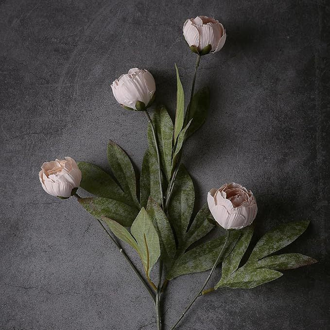Bulk 6 Pcs 27" Tall Artificial Peony Stems, Realistic Silk Flowers with Long Stems for Vase, DIY Wedding Bouquets, Centerpieces & Home Decor