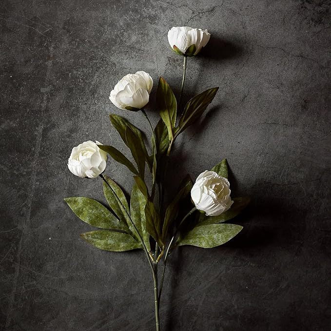 Bulk 6 Pcs 27" Tall Artificial Peony Stems, Realistic Silk Flowers with Long Stems for Vase, DIY Wedding Bouquets, Centerpieces & Home Decor