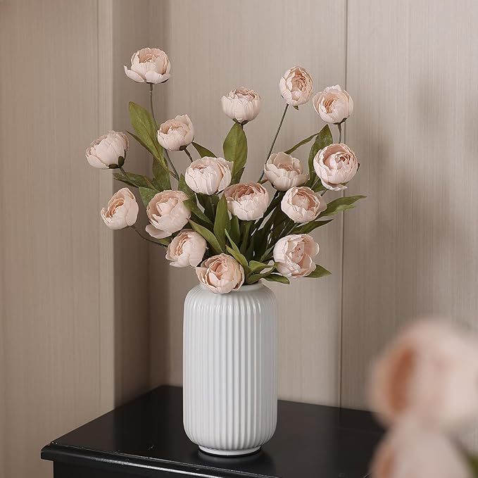 Bulk 6 Pcs 27" Tall Artificial Peony Stems, Realistic Silk Flowers with Long Stems for Vase, DIY Wedding Bouquets, Centerpieces & Home Decor
