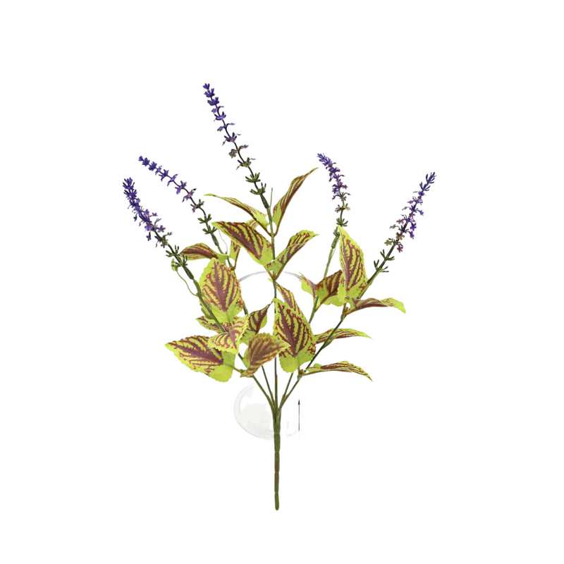 Realistic Faux Coleus Bush, 15" UV Resistant Outdoor Plant, Lush Burgundy Greenery for Planters, Porch Decor, DIY Weddings & Events