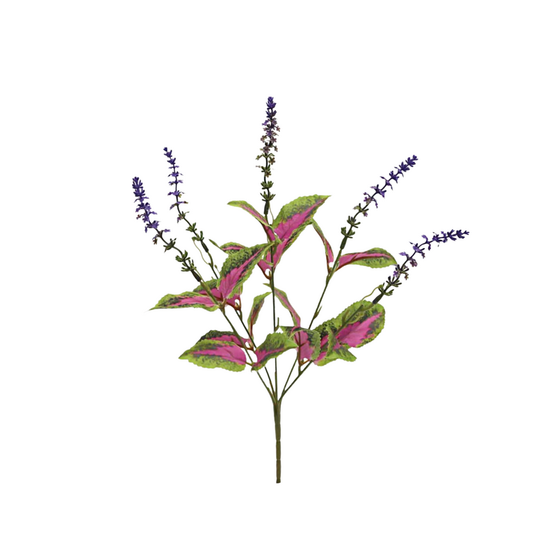 Realistic Faux Coleus Bush, 15" UV Resistant Outdoor Plant, Lush Burgundy Greenery for Planters, Porch Decor, DIY Weddings & Events