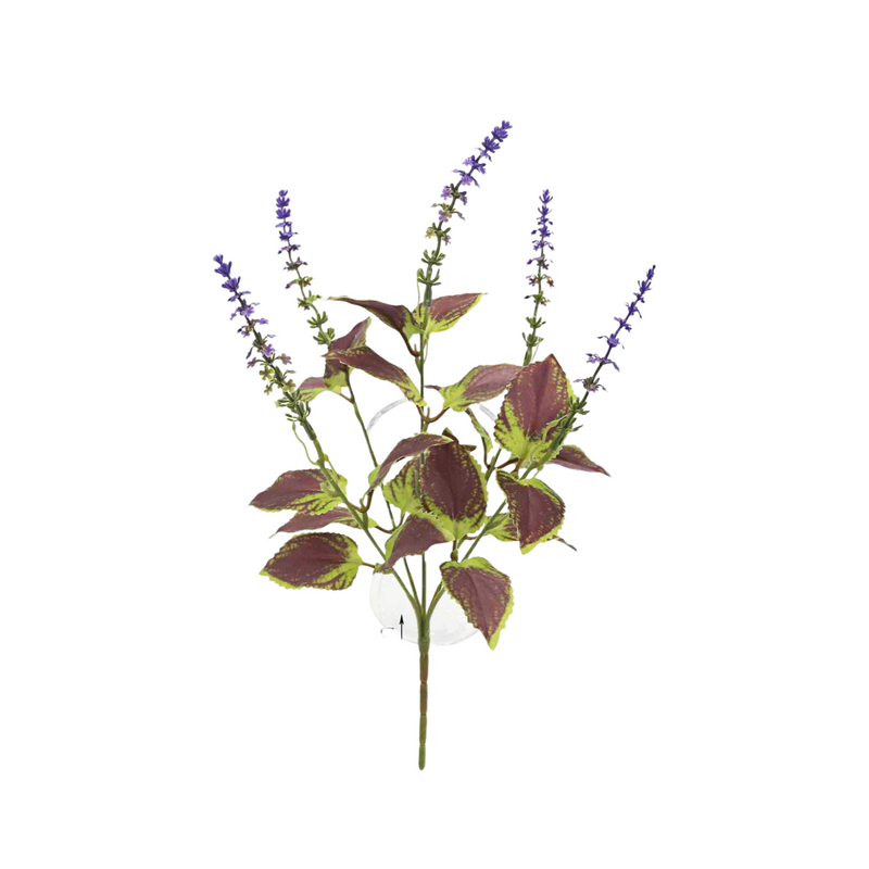 Realistic Faux Coleus Bush, 15" UV Resistant Outdoor Plant, Lush Burgundy Greenery for Planters, Porch Decor, DIY Weddings & Events