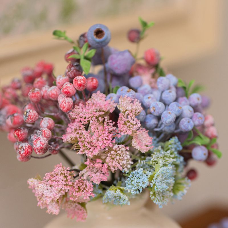 13" Realistic Faux Berry Stems, Hand-Tied Artificial Berry Spray Bundle for Vase Filler, Rustic Home Decor, DIY Wreaths & Wedding Arrangements