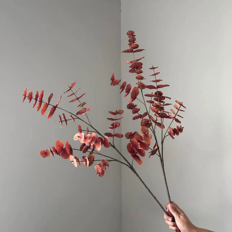 Faux Eucalyptus Stem, 35" Long Layered Greenery, Realistic Artificial Leaves for Vase, Wedding Decor, DIY Floral Arrangements & Home Centerpieces