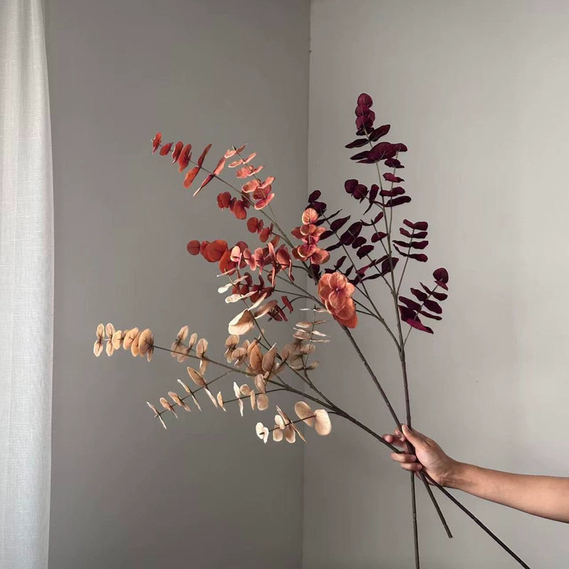 Faux Eucalyptus Stem, 35" Long Layered Greenery, Realistic Artificial Leaves for Vase, Wedding Decor, DIY Floral Arrangements & Home Centerpieces