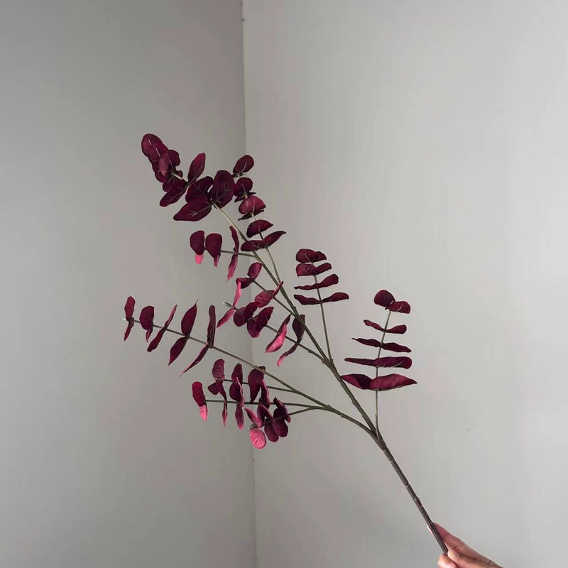 Faux Eucalyptus Stem, 35" Long Layered Greenery, Realistic Artificial Leaves for Vase, Wedding Decor, DIY Floral Arrangements & Home Centerpieces