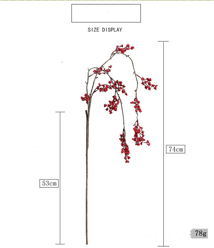 Lifelike Trailing Red Berry Stem, Realistic Drooping Winterberry Branch for Vase, Christmas Holiday Decor, Farmhouse Mantle & DIY Wedding Floral